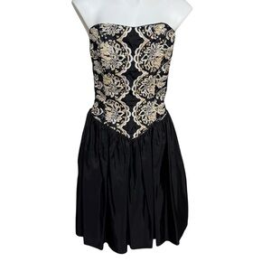 Gunne Sax Vintage 1980s Jessica McClintock Sequin Bow Back Formal Dress